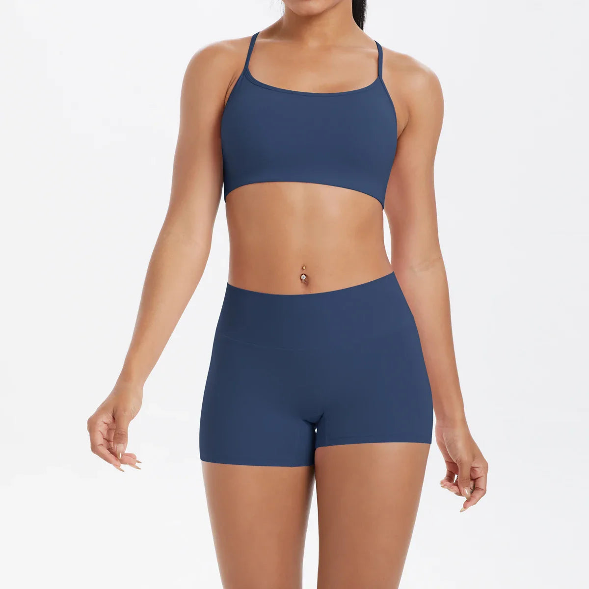 2PCS Yoga Clothes  Halter Yoga Top Set Fitness Gym Suit Crossover Back Sports Underwear Workout Gym Shorts Fitness High Waist