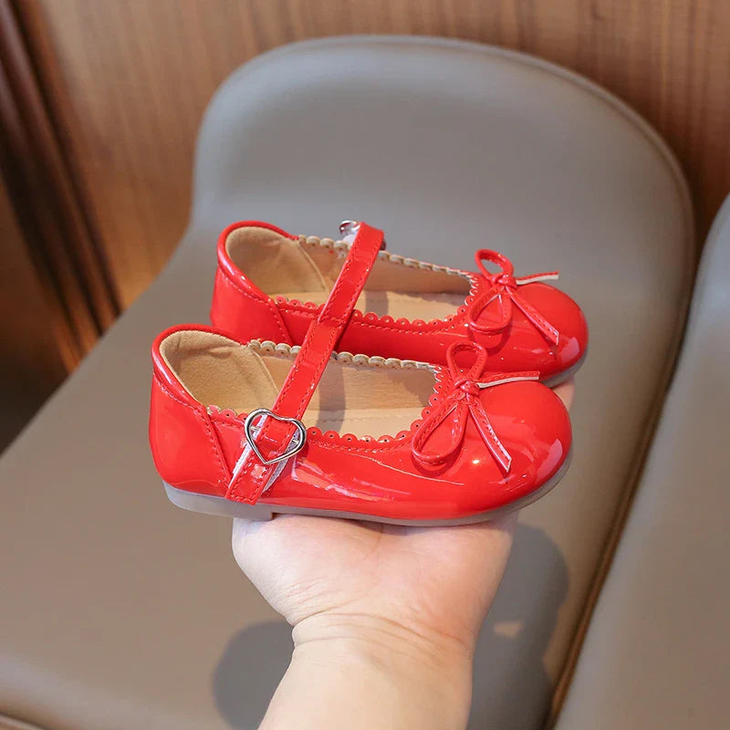 Summer Girl's Princess Shoes Bowknot Round Toe Hook-loop Shallow Cute Daily Kid's Flat Shoe Solid Colors Anti-slip Children Shoe
