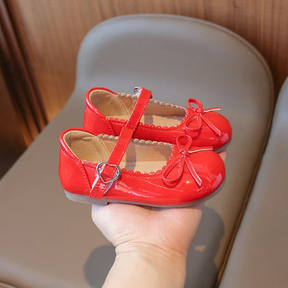 Summer Girl's Princess Shoes Bowknot Round Toe Hook-loop Shallow Cute Daily Kid's Flat Shoe Solid Colors Anti-slip Children Shoe