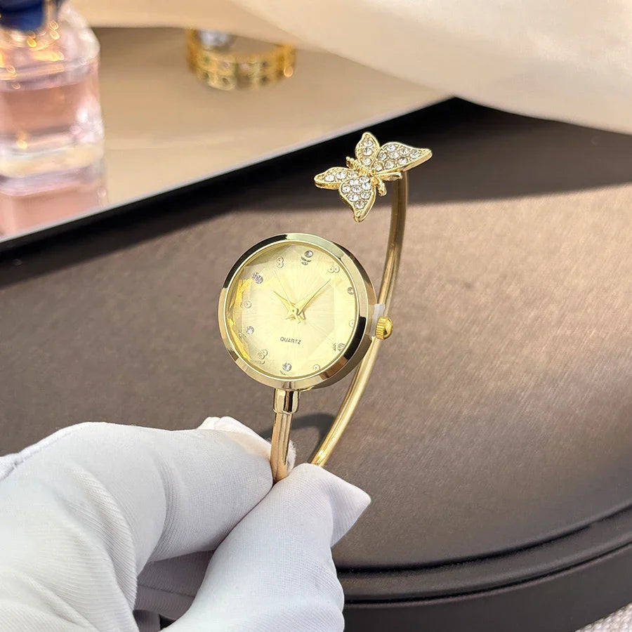 Romantic Butterfly Open Bracelet Luxury Fashion Ladies Quartz Watch Elegant Simple Wristwatch New Model Bestseller