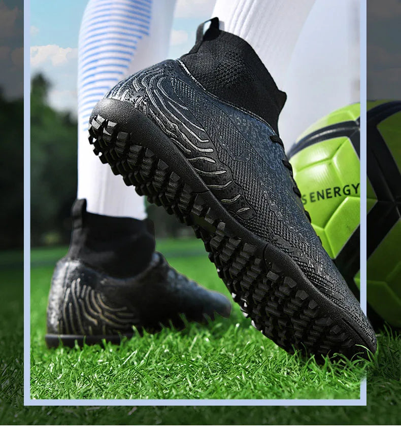 New Men Sport Soccer Shoes Training Boys Football Boots Outdoor Adult Long Spikes Non Slip Cleats Breathable Match Comfortable