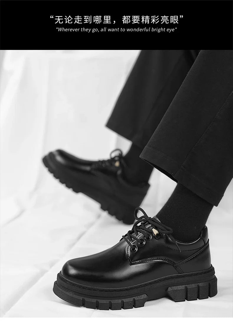 Men's leather shoes with soft soles fashion men's shoes comfortable business casual height increasing formal leather shoes men