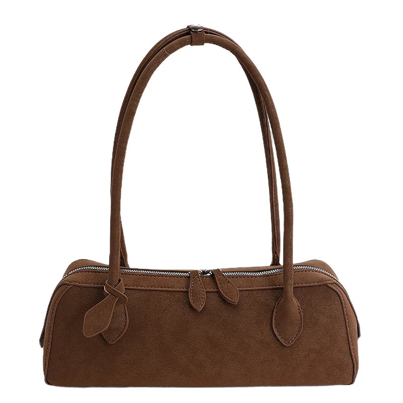 Vintage Suede Long Shoulder Bag 2026 New Women Shoulder Bag Luxury Ladies Handbag Female Commuter Shopping Underarm Bag