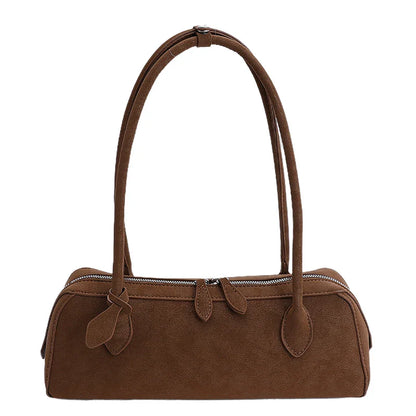 Vintage Suede Long Shoulder Bag 2026 New Women Shoulder Bag Luxury Ladies Handbag Female Commuter Shopping Underarm Bag