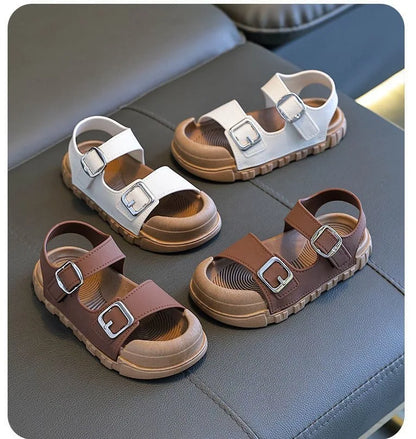 Summer Kids Sandals Casual Soft Sole Anti-Slip Sandals for Boys Girls Solid Color Durable Toddler Beach Sandals 2-12 Years