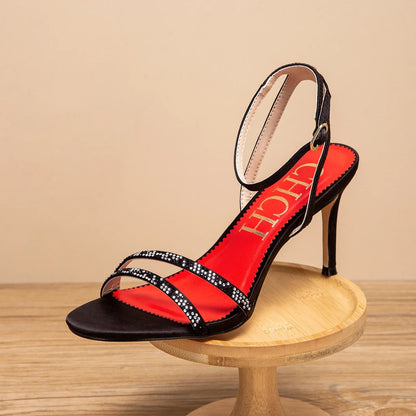 Women's High Heels Simple with Diamond Design Fine Workmanship Versatile Women's Sandals