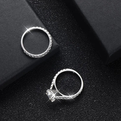 D VVS1 Moissanite Rings for women Sparkling Diamond Bridal Sets with GRA s925 Sterling Sliver Plated 18k Eternity Band