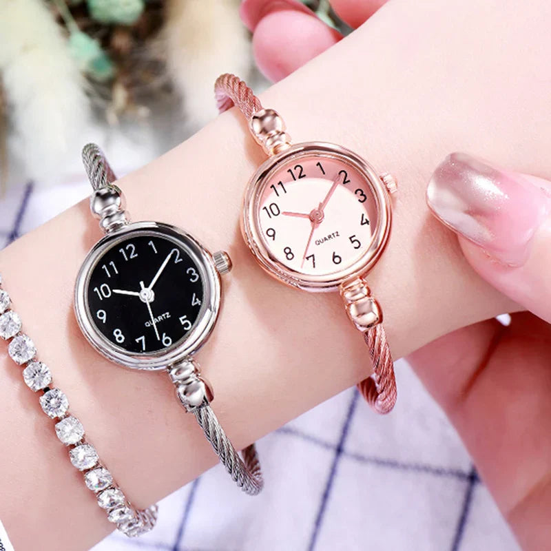 Luxury Women's Watch Small Gold Bangle Bracelet Watches Stainless Steel Retro Ladies Quartz Wristwatch Female Thin Chain Clock