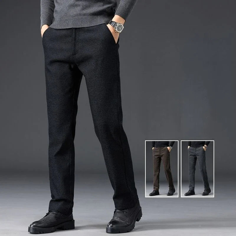 Men's Loose Casual Pants Autumn and Winter New Fashion Pocket Wide-leg Business Pants Comfortable Elastic Waist Stretch Pants