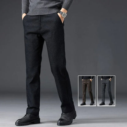 Men's Loose Casual Pants Autumn and Winter New Fashion Pocket Wide-leg Business Pants Comfortable Elastic Waist Stretch Pants