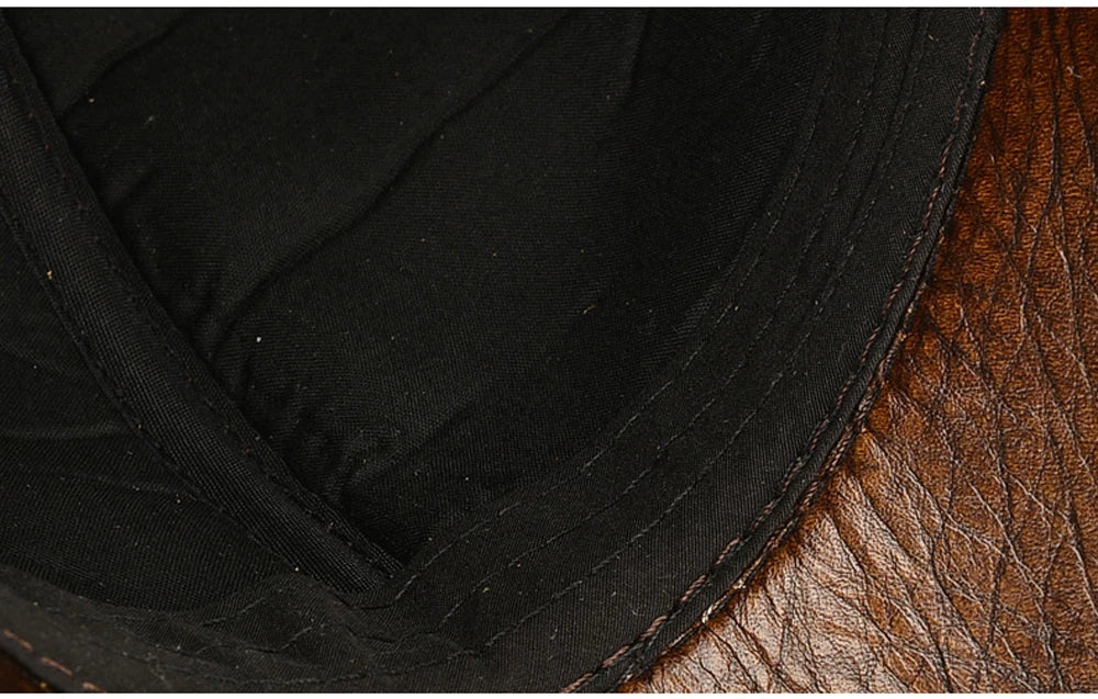 Fashion Men Genuine Cowhide Leather Baseball Cap Casual Real Leather Hat Autumn Winter Real Cowhide Leather Ear Protection Caps