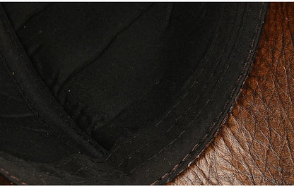 Fashion Men Genuine Cowhide Leather Baseball Cap Casual Real Leather Hat Autumn Winter Real Cowhide Leather Ear Protection Caps
