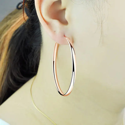 Fashion S925 Earrings 3-7CM Diameter Big Hoop Earrings For Women  Platinum Plated Ear Rings Cерьги Kольца