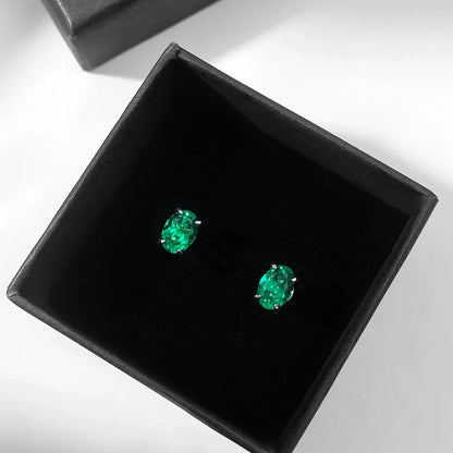 5*7mm Oval Cut Ruby Emerald Moissanite Stud Earrings Lab Grown For Women Man Unisex Gemstone Party 925 Silver Earring Gift