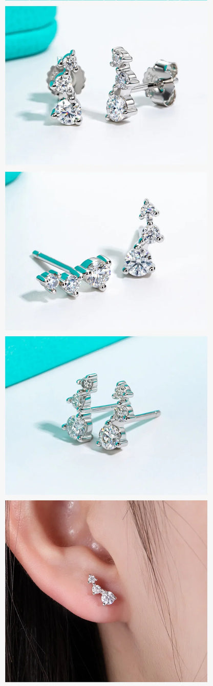 Moissanite Stud Earrings 925 Sterling Silver Gold Plated Lab Created Diamond Smile Earrings For Women Jewelry Wholesale