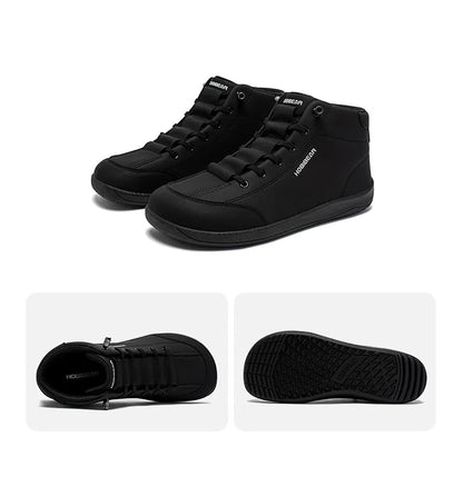 Mid-Top Barefoot Shoes Unisex Wide Toe Minimalist Ankle Boots Artificial Leather Outdoor Non-Slip Sneaker