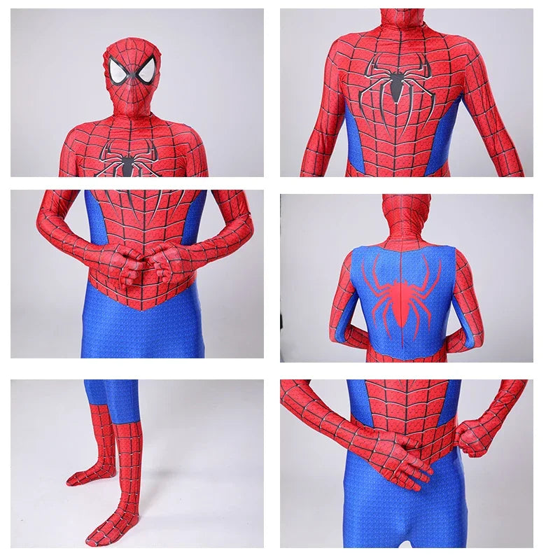 Adult Spiderman Costume Superhero Zentai Jumpsuits for Men Women Cosplay Bodysuit with Headgear Halloween Carnival Outfits