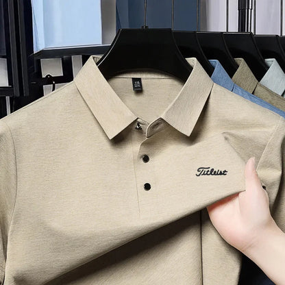 Premium Luxury Man New T-Shirt Polo Shirt Lapel Button Letter Print European Style Summer Hot-Selling Casual Sports MensClothing