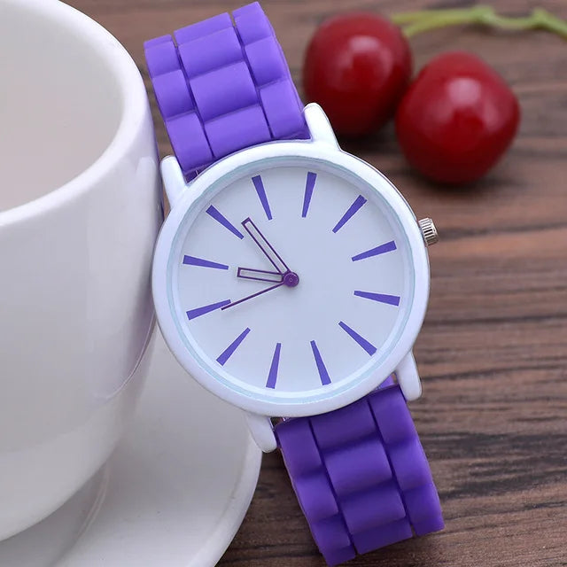 Women's Watches Ultrathin Silicone Ladies Bracelet Large Dial Korean Edition Female Student Fashion Quartz Wristwatch UTHAI CE76