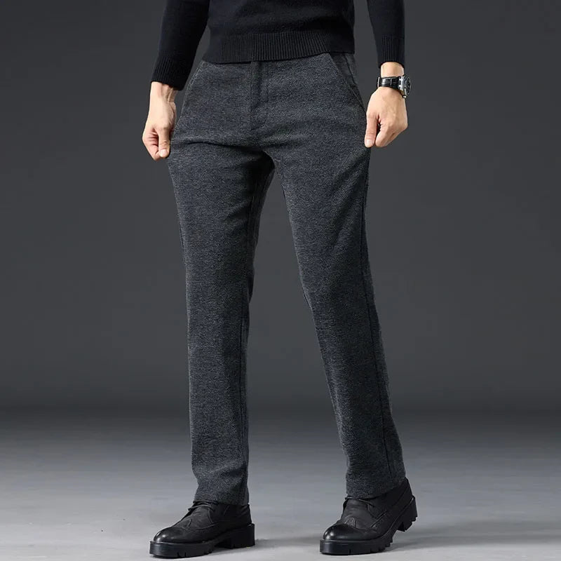 Men's Slim Fit Chenille Long Pants Advanced Business Casual Trousers Trend Autumn Comfortable Daily Wear Male Clothing