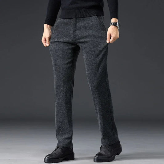 Men's Slim Fit Chenille Long Pants Advanced Business Casual Trousers Trend Autumn Comfortable Daily Wear Male Clothing
