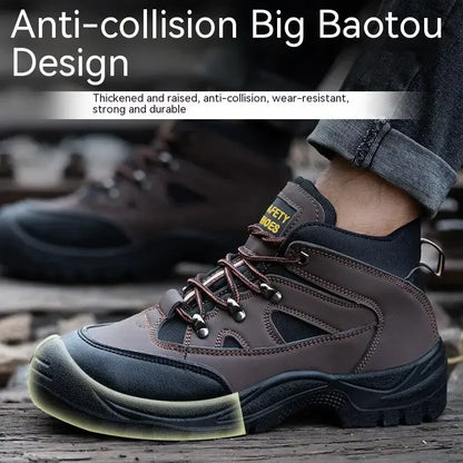 Lightweight Men's Safety Work Boots Anti-Puncture Steel Toe Cap Non-Slip Indestructible Work Sneakers Male Botas