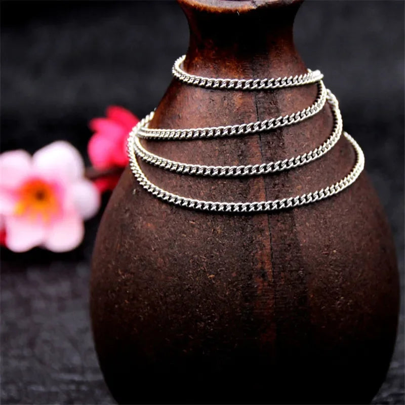 925 sterling silver 2MM 16-30Inches Side Chain Necklace Fit Pendant Fashion Gift For Men and Women Jewelry Accessories