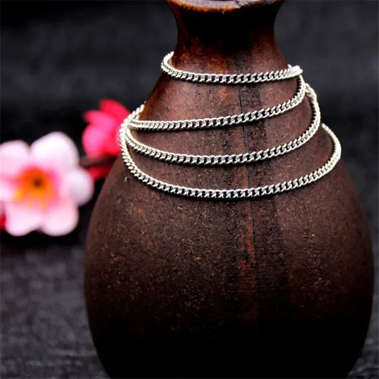 925 sterling silver 2MM 16-30Inches Side Chain Necklace Fit Pendant Fashion Gift For Men and Women Jewelry Accessories
