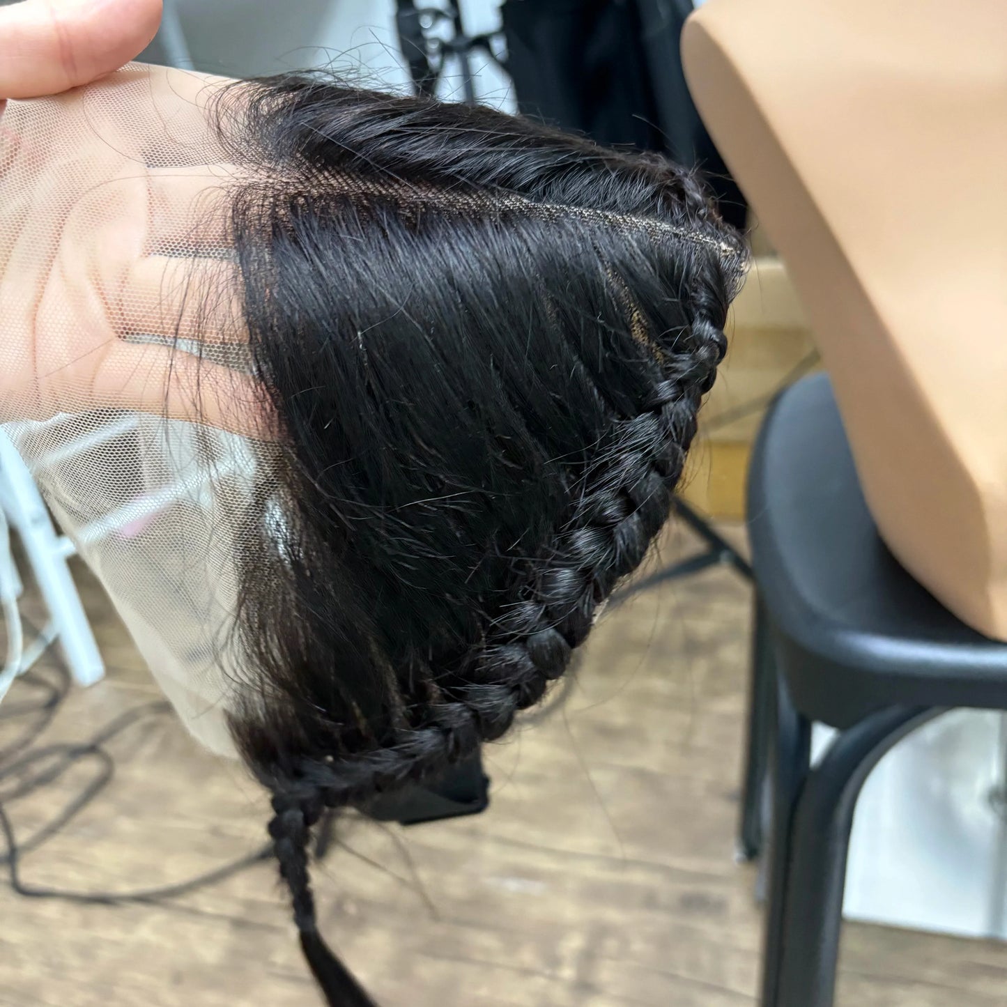 13x4 Transparent Lace Frontal with Braids 10 Inches Natural Brazilian Remy Hair Lace Frontal with Baby Hair for Women Girls