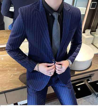 Conjunto Masculino de Terno e Calça de Luxo 2023 Britânico Festa de Casamento Moda Negócios Casual Tendência Duas Peças