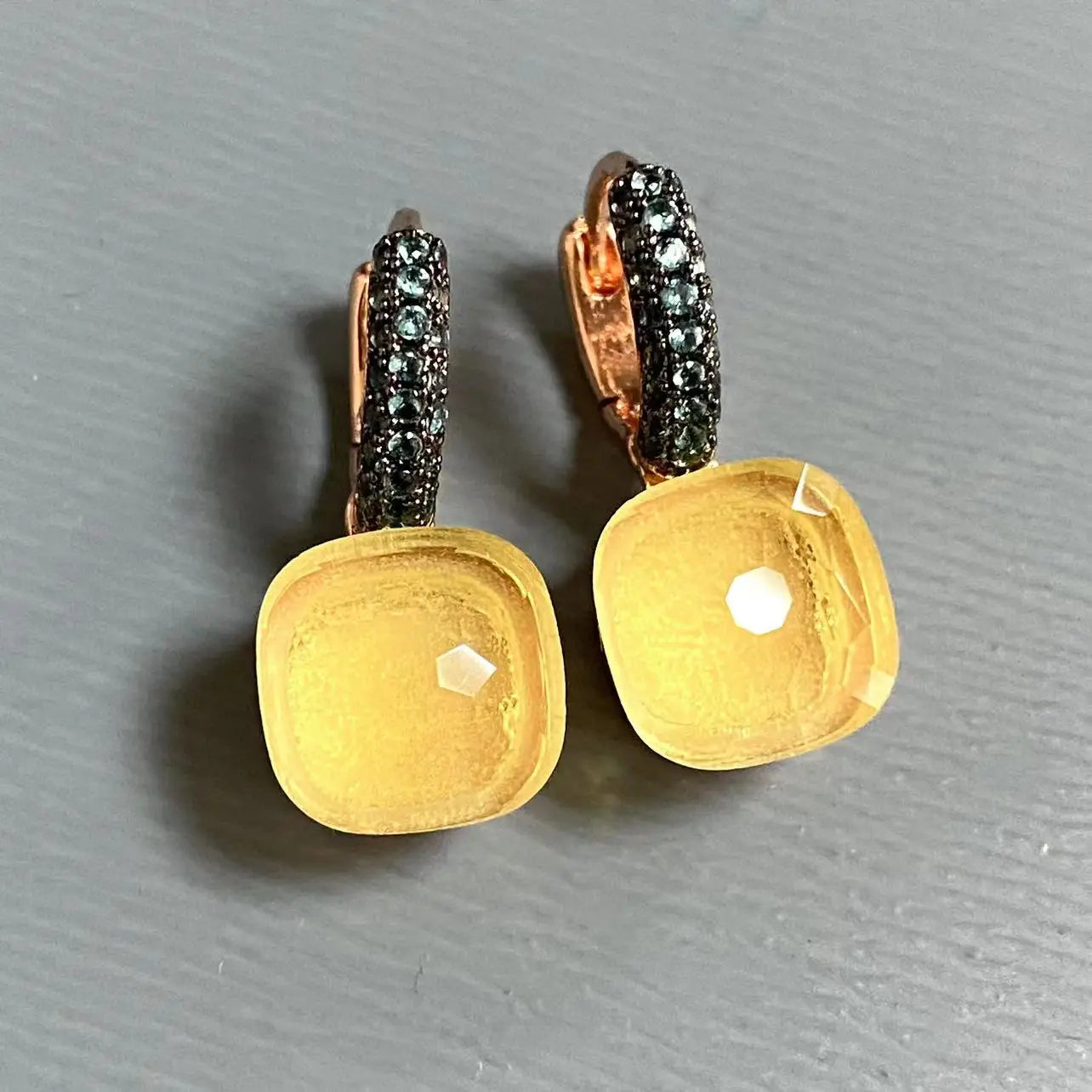 Classic Nudo Earrings Inlay Blue Topaz Zircon With Black Gun Plated Brown Crystal Earrings Fashion Jewelry Gift For Women