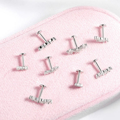 Screw Gradient Moissanite Stud Earrings for Women Men Hip Hop Ear Cartilage Piercing S925 Sterling Silver Fine Jewelry