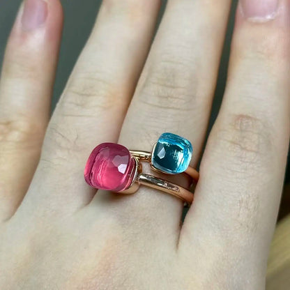 Classic and Petite Ring Set for Women Colorful Cyrstal Fashion Jewelry Gift Vanlentine's Day