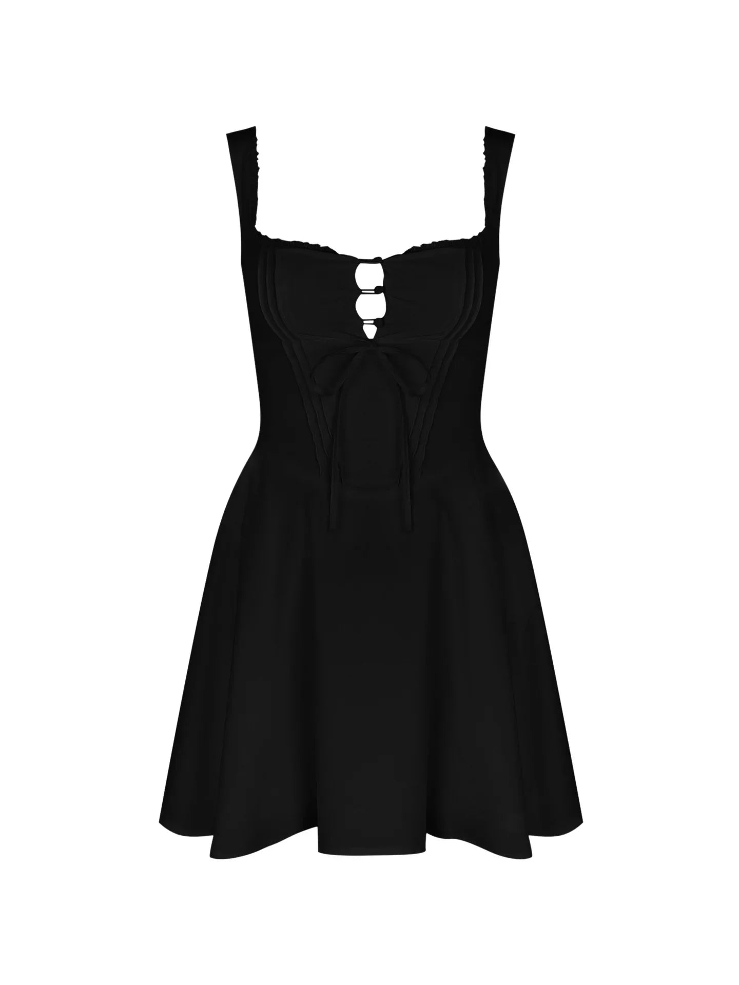 Summer Lovely A Line Dress Yellow Sexy Party Dresses Hollow Out Lace Up Elegant Holiday Dress Women