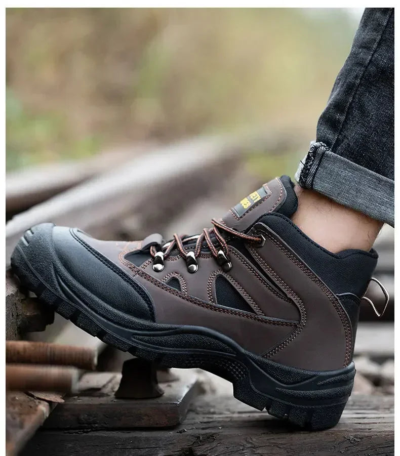 Lightweight Men's Safety Work Boots Anti-Puncture Steel Toe Cap Non-Slip Indestructible Work Sneakers Male Botas