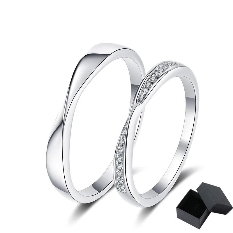 100% 925 Sterling Silver Moissanite Ring for Women Men Couple Ring Valentine's Day Gift White Gold Plated Unisex Band