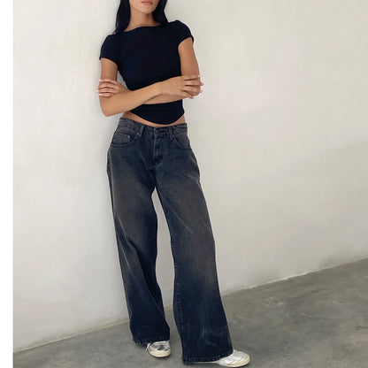 Retro Y2K Jeans Fashion Women Autumn High Waist