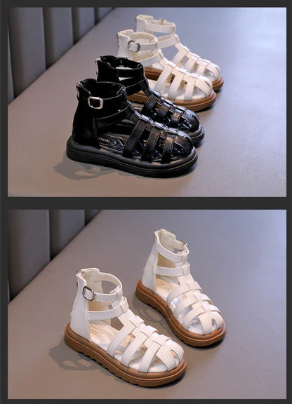 2024 Summer Kids Sandals for Girls New Fashion Children Thick Bottom High-top Roman Sandals Simple Toddlers Causal Beach Shoes