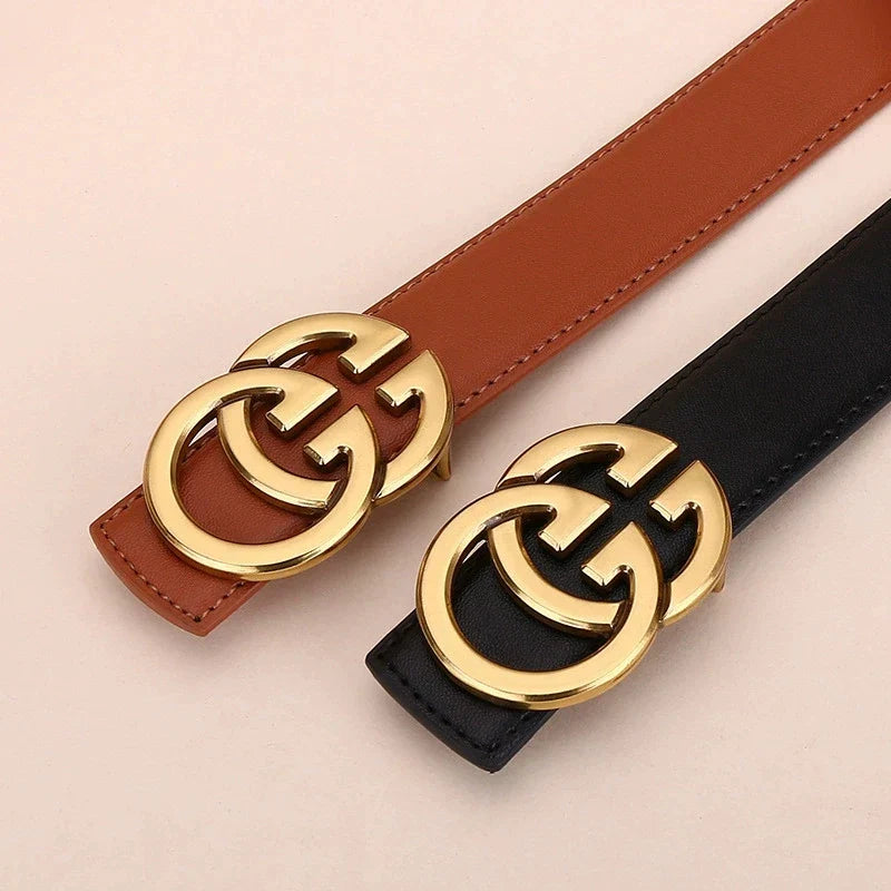 Ladies genuine leather belt, versatile decoration for business and casual wear, simple and fashionable, with a high-end feel.