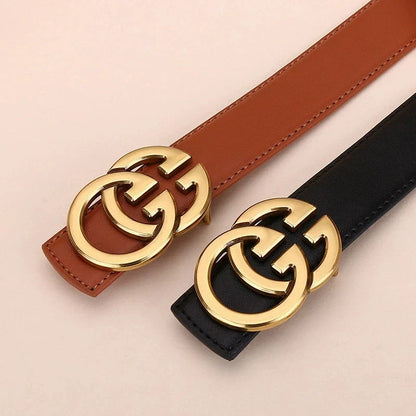 Ladies genuine leather belt, versatile decoration for business and casual wear, simple and fashionable, with a high-end feel.