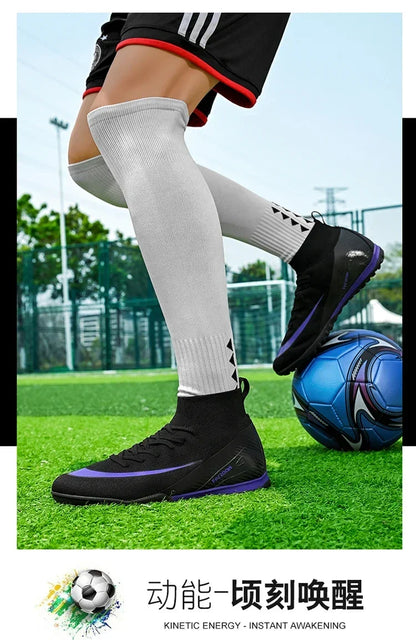 New Men Football Boots Match Long Spikes Soccer Shoes Cleats Boys Comfortable Training Sport Adult Breathable Outdoor Non Slip
