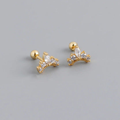 925 Sterling Silver Fashion Korean Petal Screw Bead Stud Earrings for Women Charm Ear Bone Piercing Jewelry Accessories
