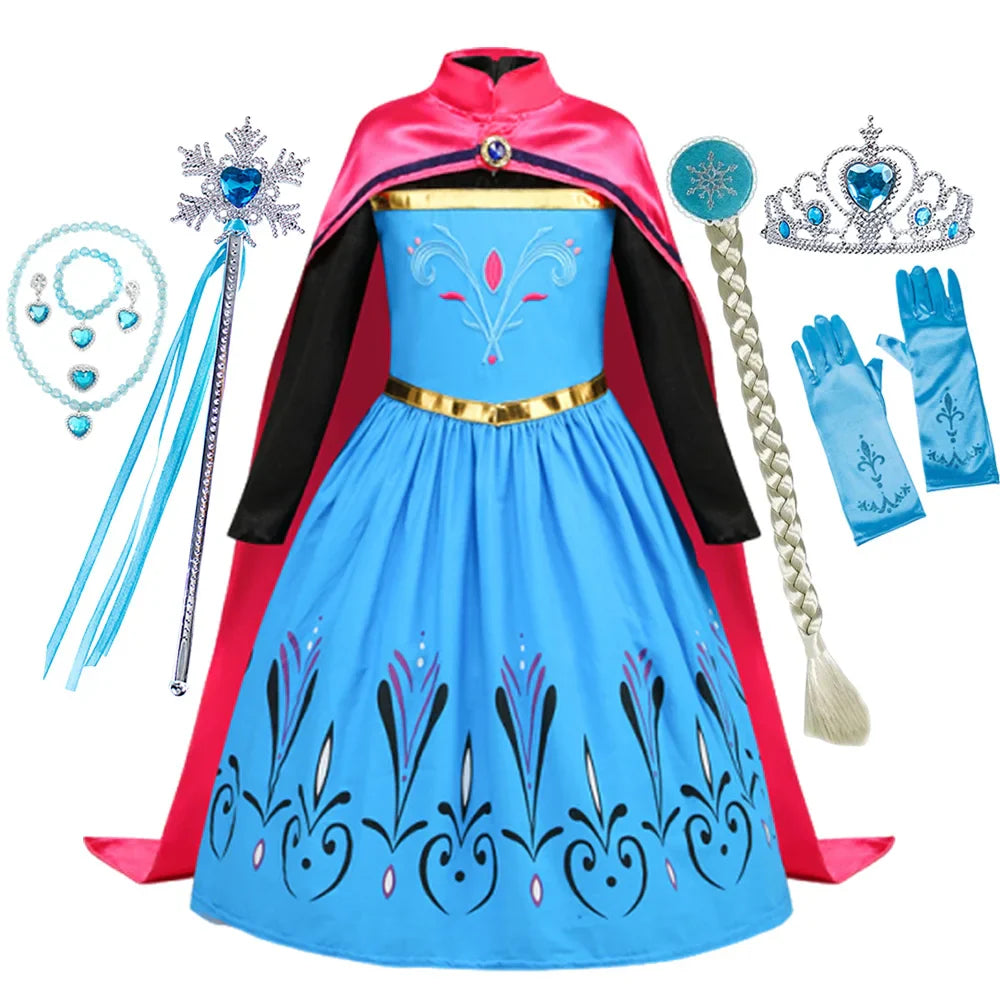Girl Princess Dress Halloween 2026 Cosplay Party Costume Snow Queen Princess Clothes Children Outfit