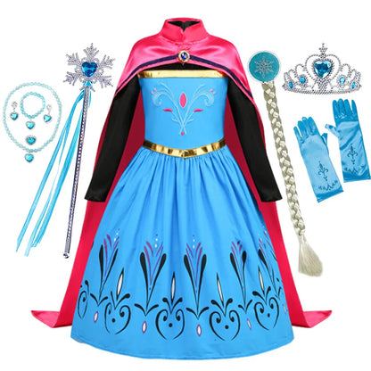 Girl Princess Dress Halloween 2026 Cosplay Party Costume Snow Queen Princess Clothes Children Outfit