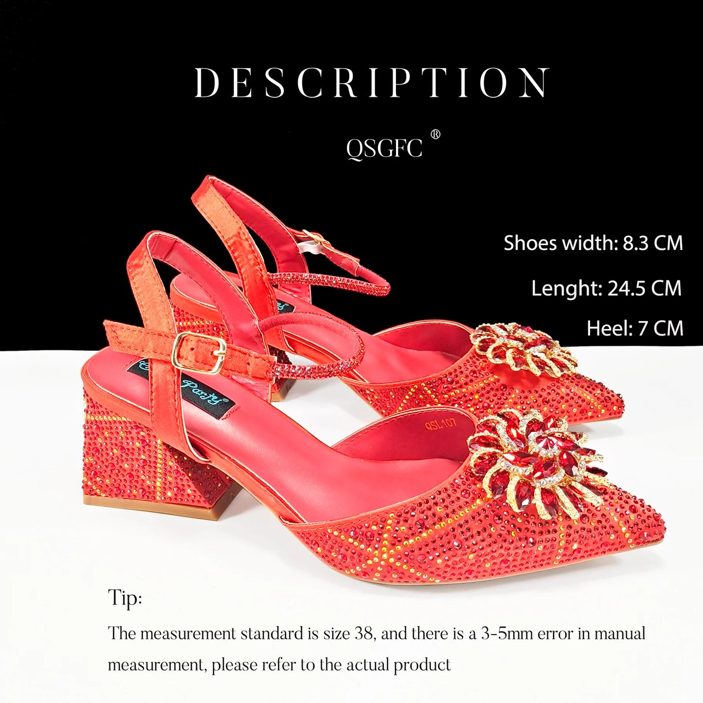 Ladies Elegant Pointed Toe Shoes with shiny Metal Stand Bag Women Party Shoes or Commuting Shoes and Bag Set