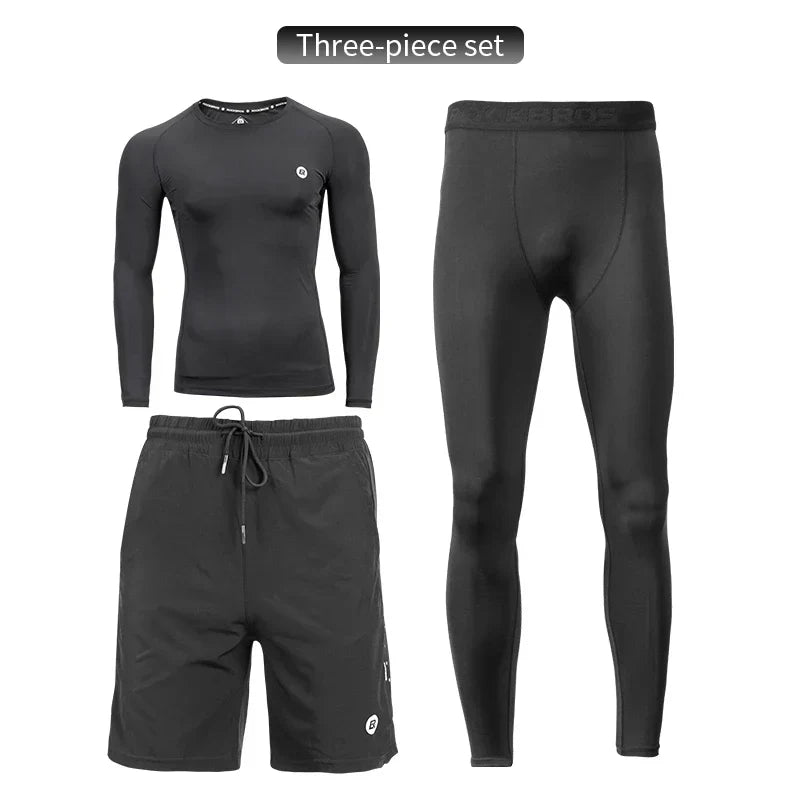 Men's Tracksuit Gym Fitness Running 5 Pcs/Set Quick Dry Sweat-absorb Compression Sport Suit Clothes Jogging Sport Wear