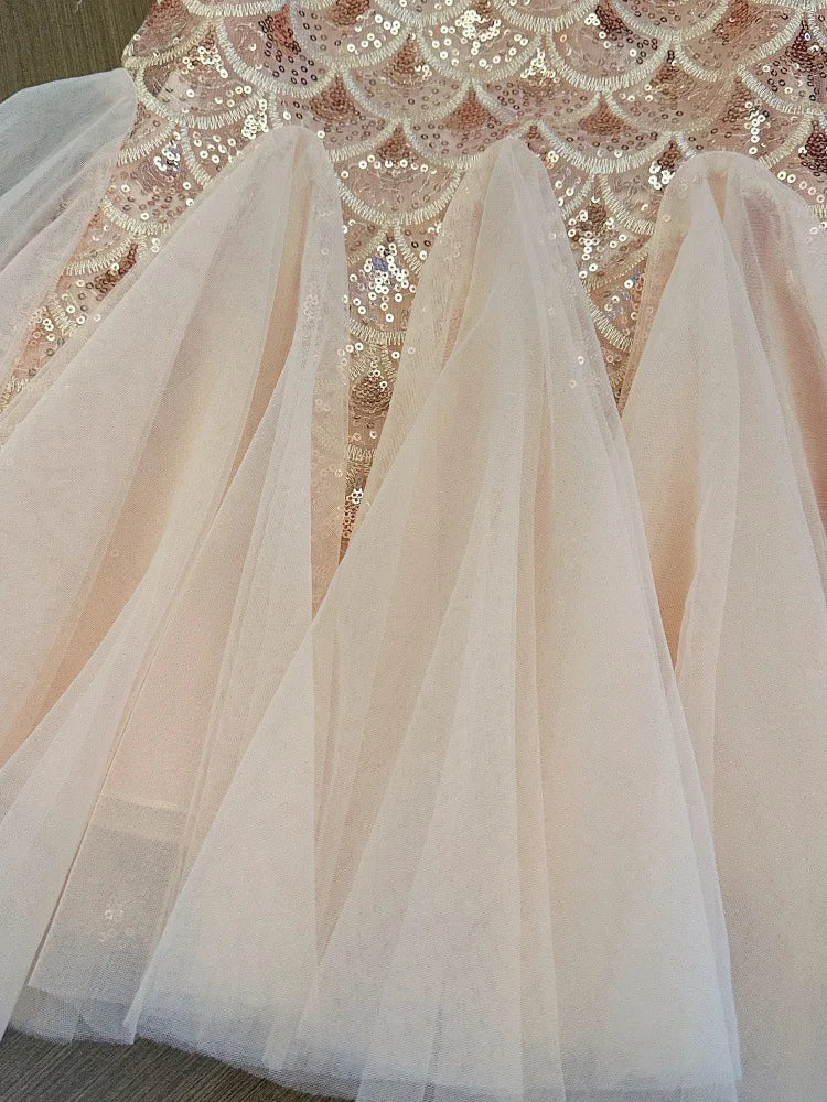 Girls' Summer  Dress Kids Fashionable Sleeveless Tulle Princess Gown Kids Cute & Breathable Toddler Party Dress