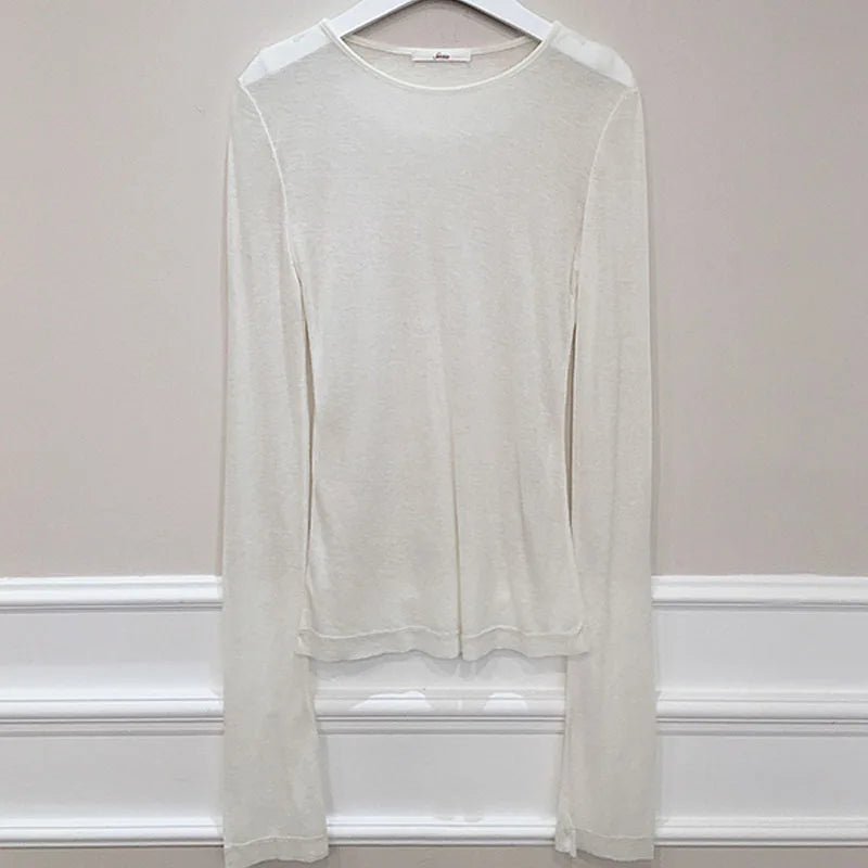 Shirt Women T-Shirt Long Sleeve Korean Style Slim Basic Elasticity Tshirt Top Womens Clothing T Shirt Femme