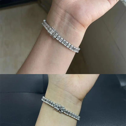 5*7mm 1ct Emerald Cut Moissanite Bracelets For Women Man S925 Silver Lab Diamond Bracelet Wedding Party Fine Jewelry