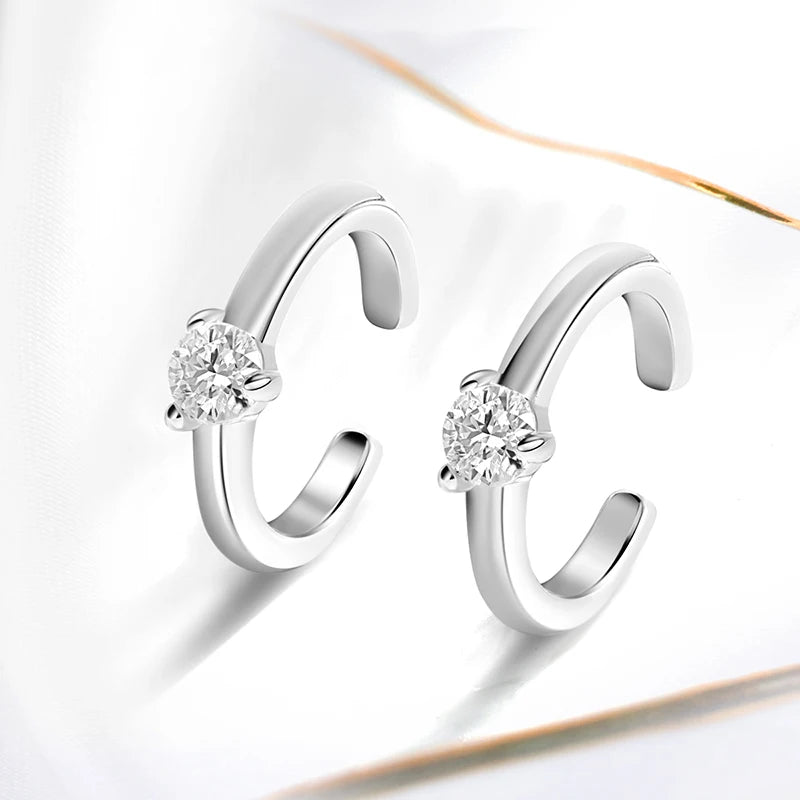 3mm D Color Real Moissanite Clip Earrings for Women Girls Adjustable Jewelry 100% S925 Sterling Silver Plated 18k